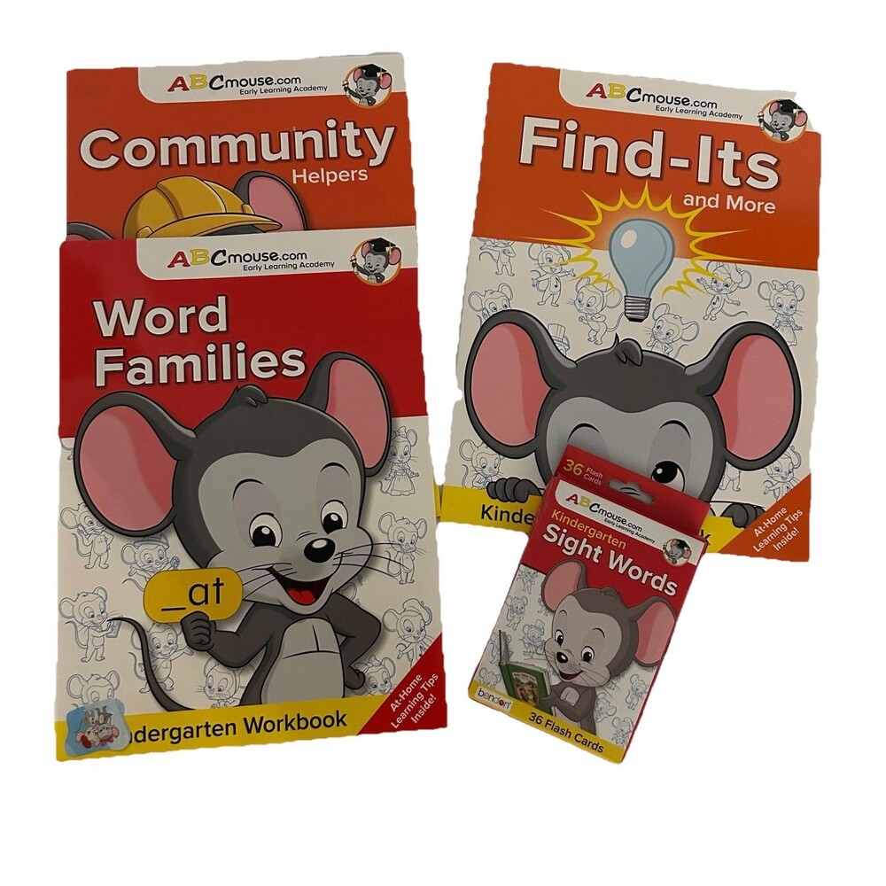 Set of 3 ABC Mouse ABCMouse Kindergarten Workbooks and Sight Words Cards